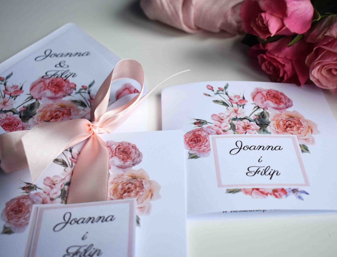 Zaproszenie na ślub w odcieniach różu